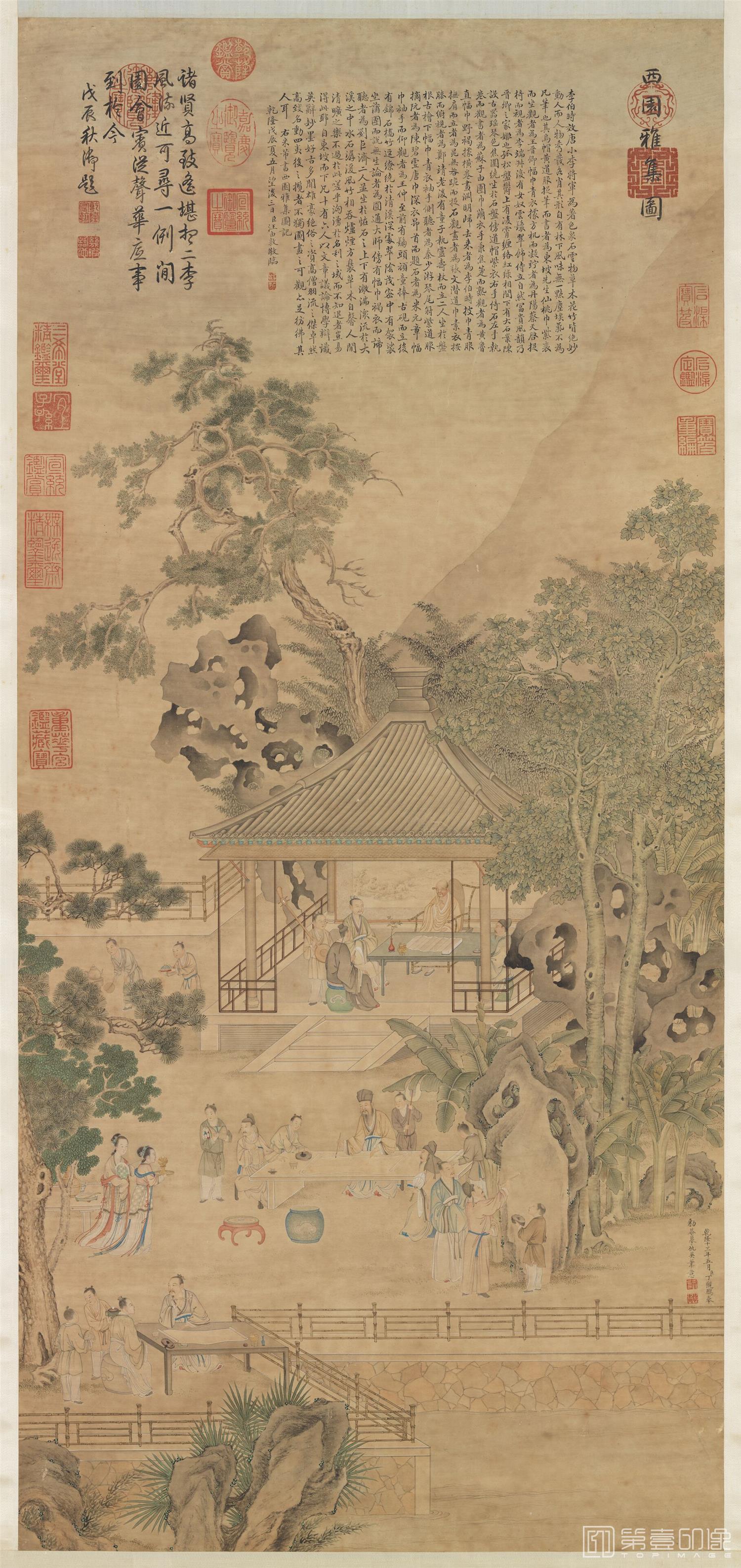 国画-摹仇英西园雅集图 95.1x43.9