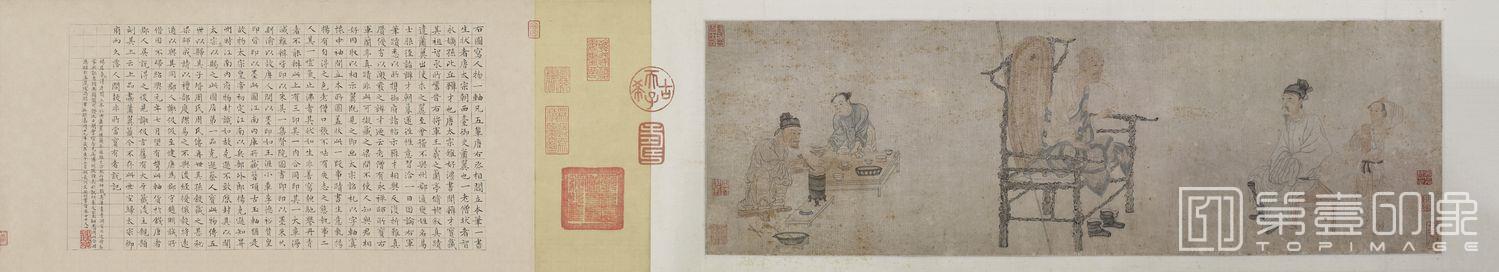 国画-摹阎立本萧翼赚兰亭图 28x158 私人收藏
