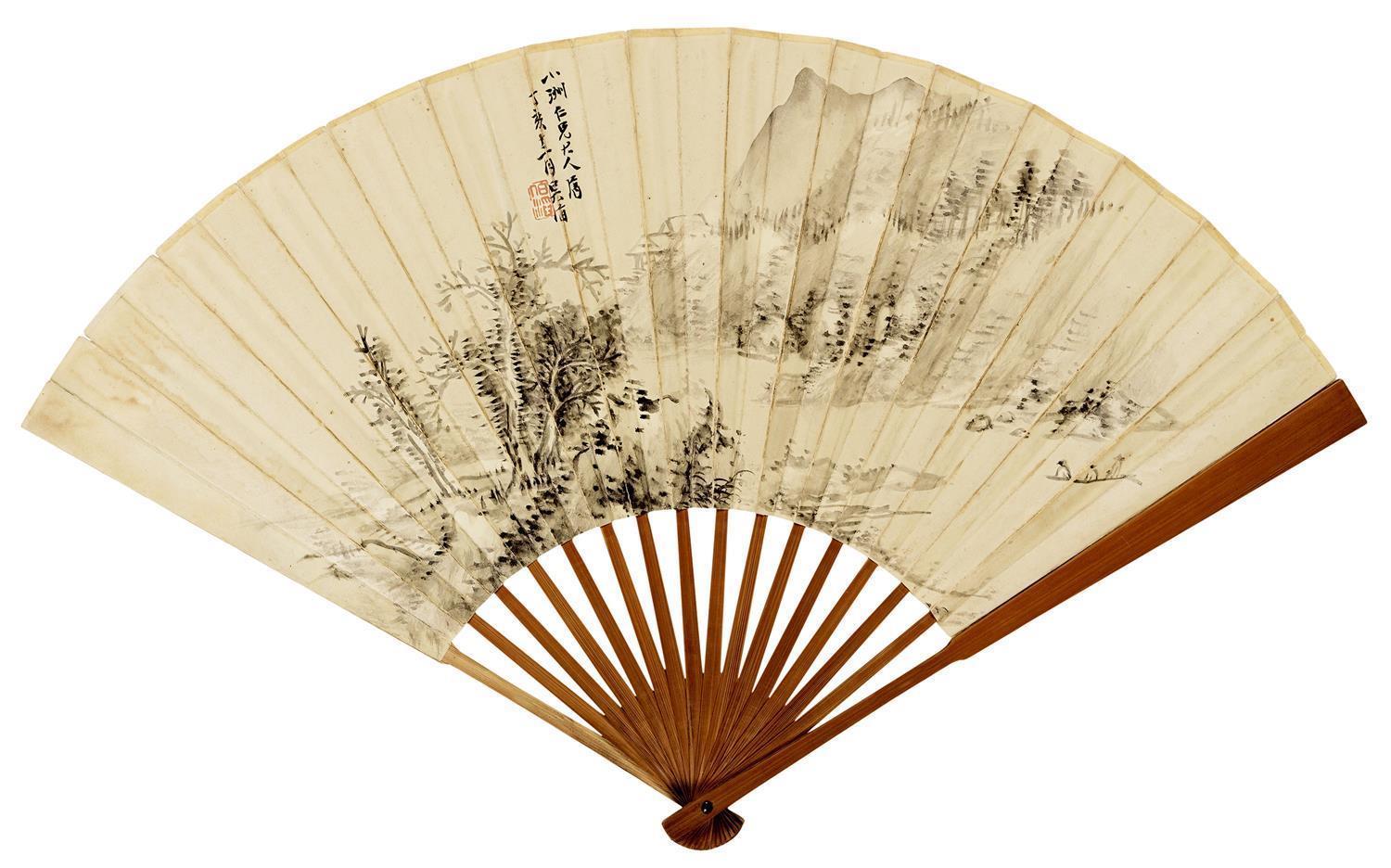 国画-寒林清居 成扇镜心 17.5×46