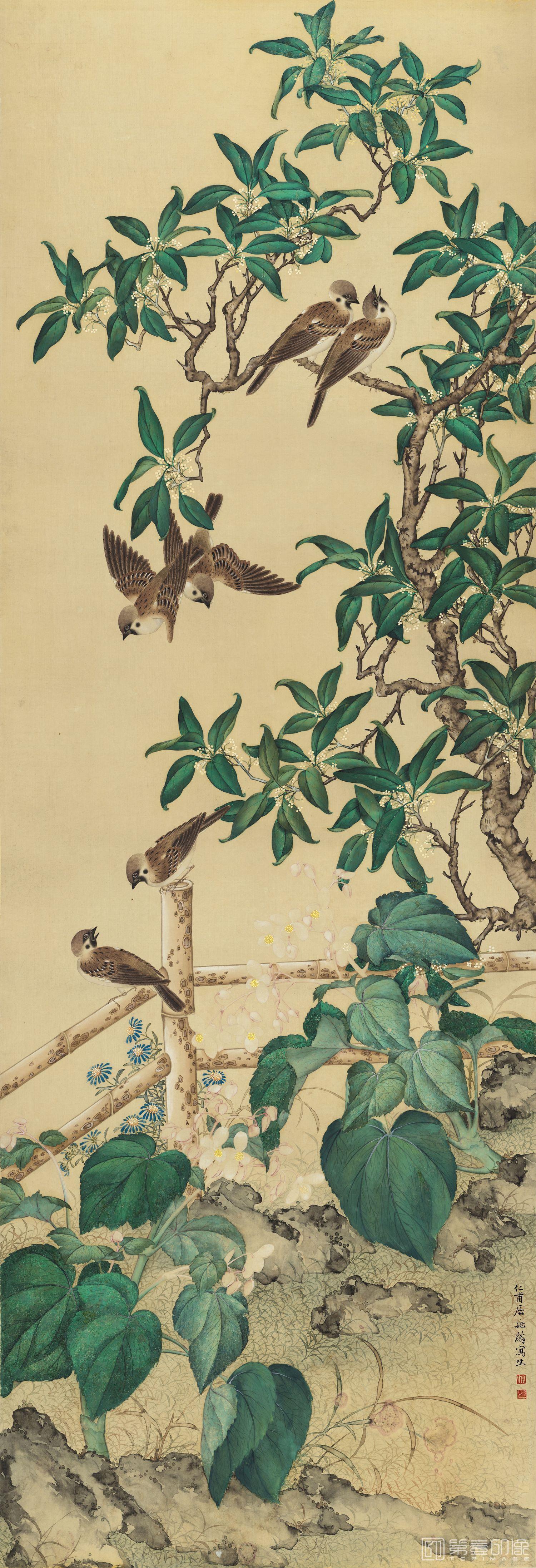 国画-写生花鸟图 51X150cm