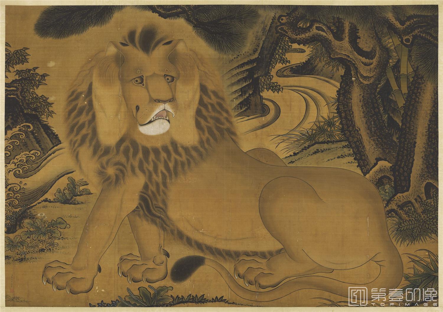 国画-狻猊轴 165.9x236.4