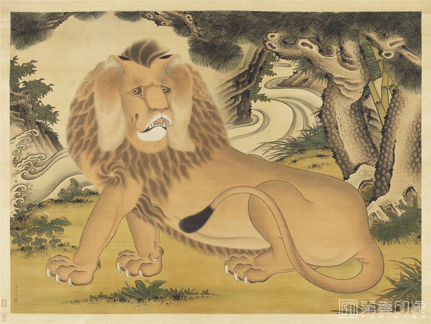 国画-狻猊轴 175.1x238.2