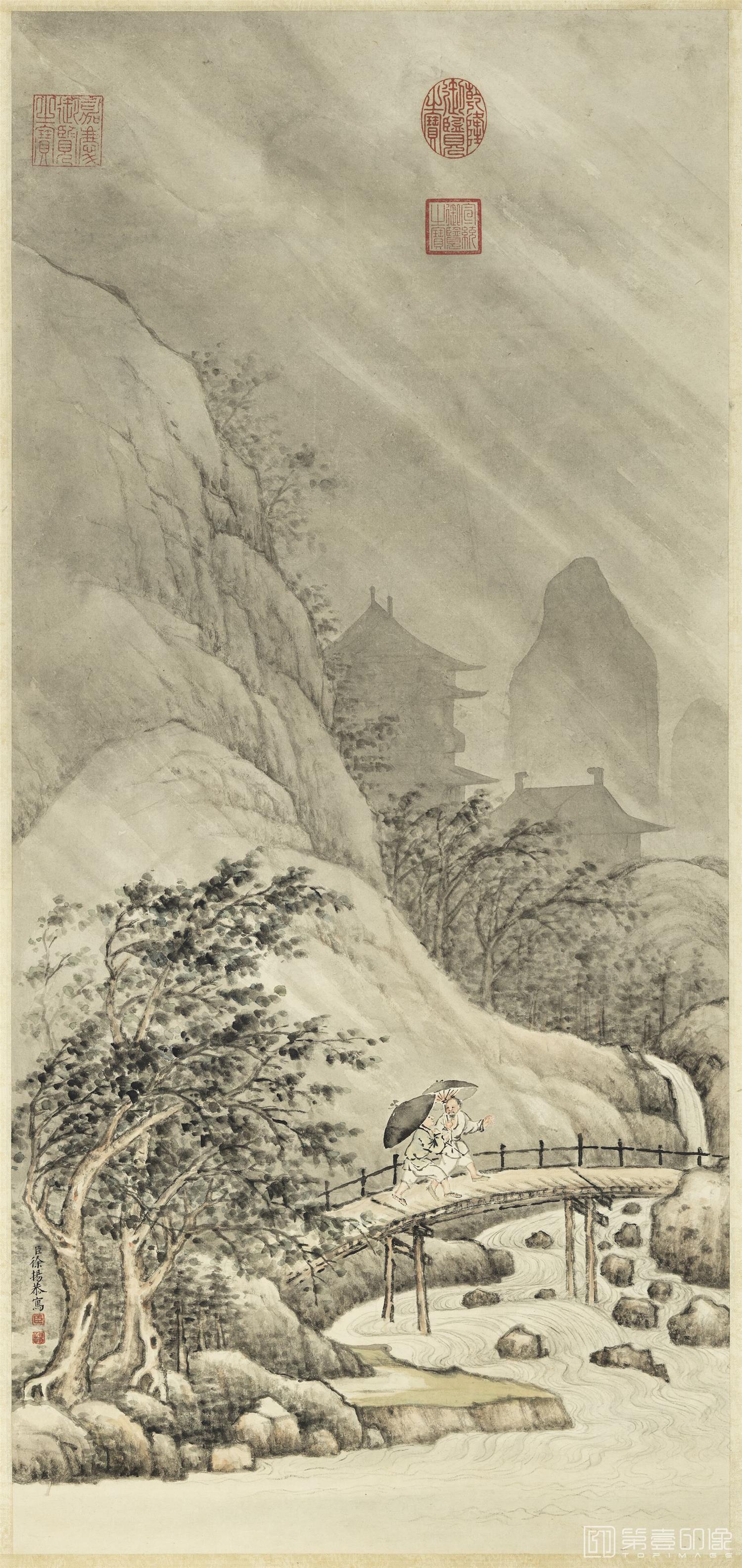 国画-雨景轴 79x36.7