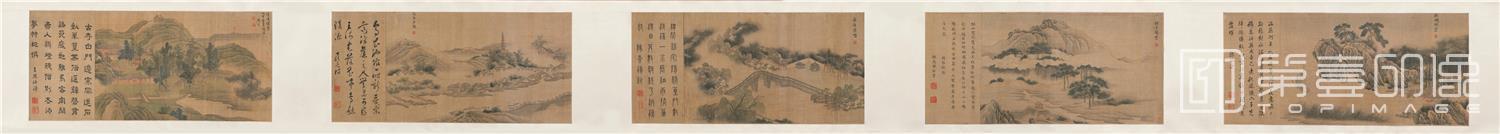 国画-金陵五景图卷