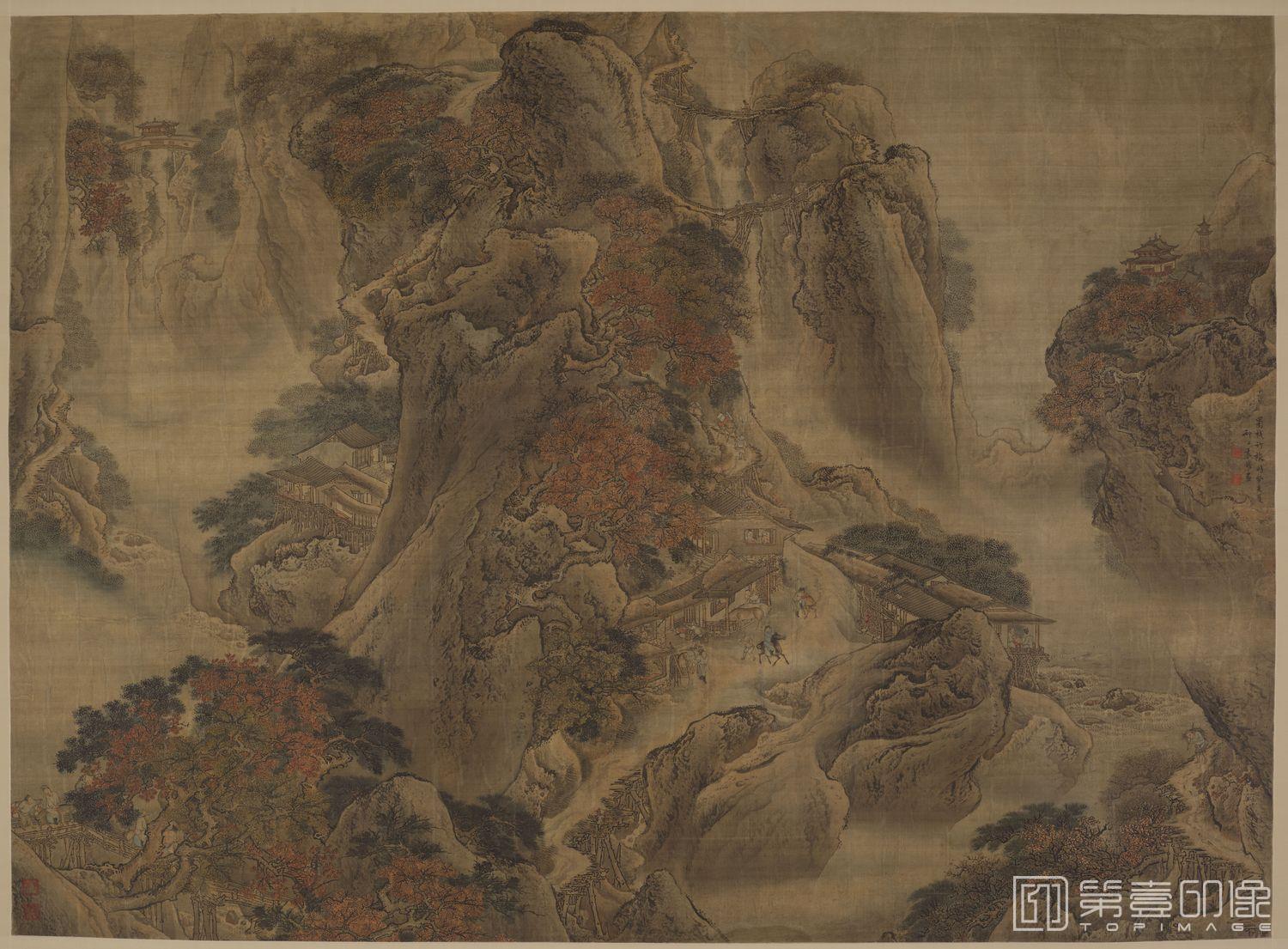 国画-蜀栈行旅图 186.7x255.3