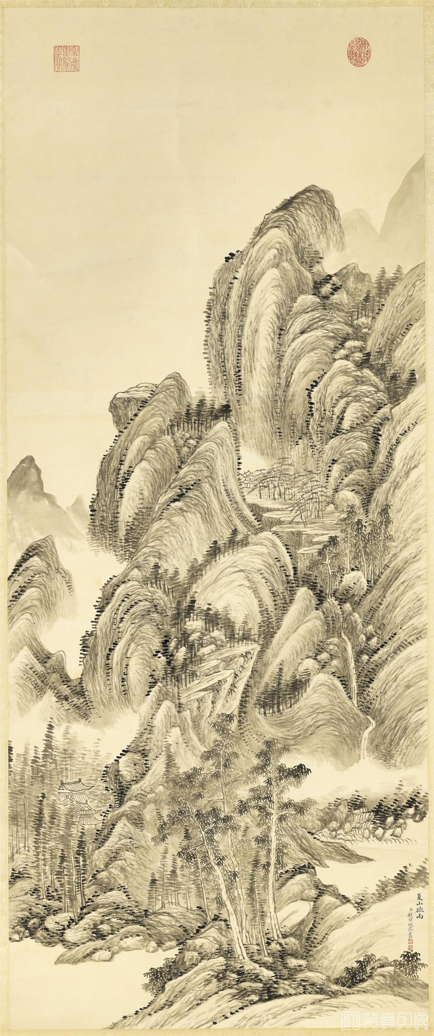 国画-夏山欲雨轴 144.2x59.6