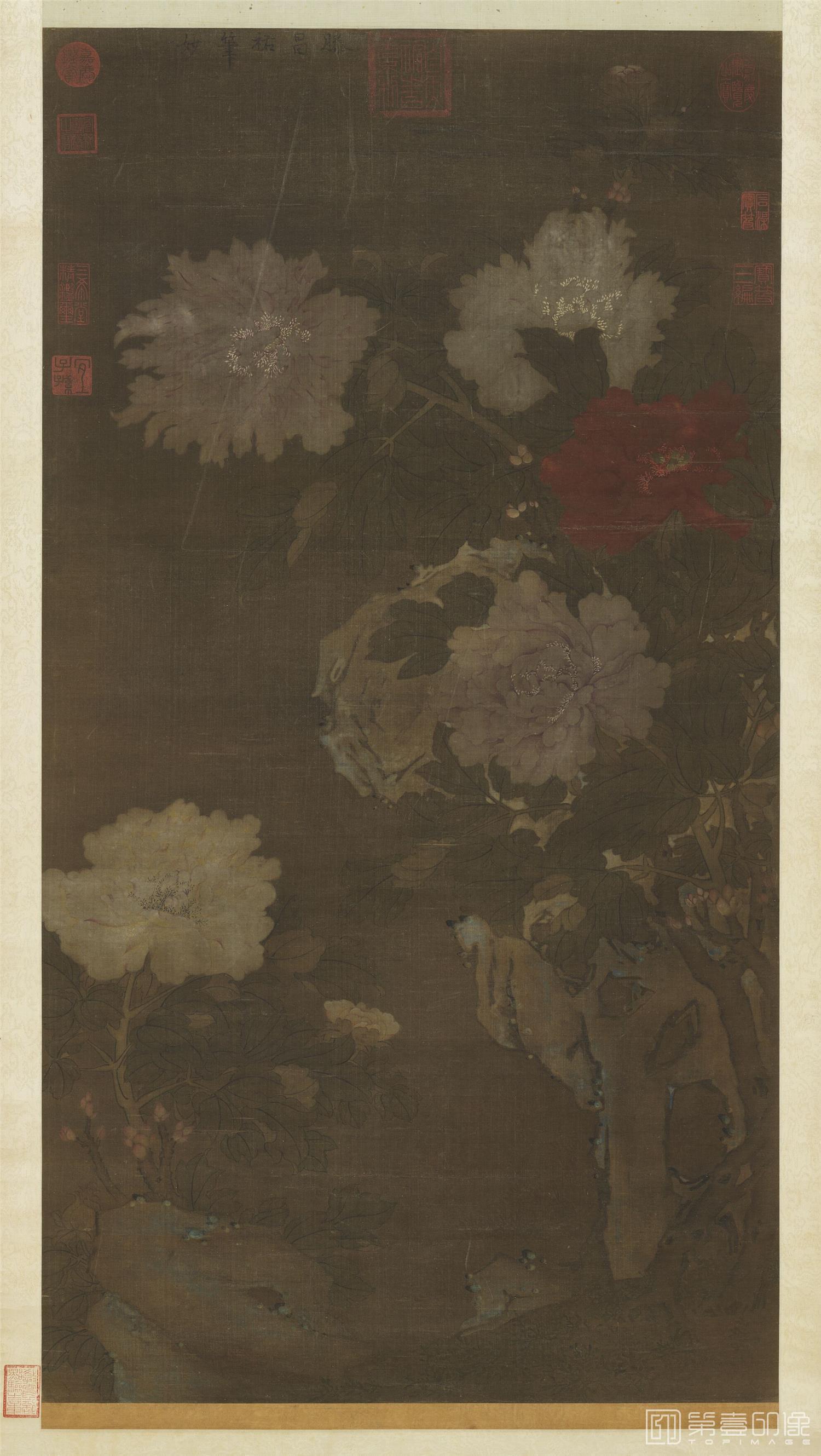 国画-五代后蜀牡丹轴 99.7x53.5