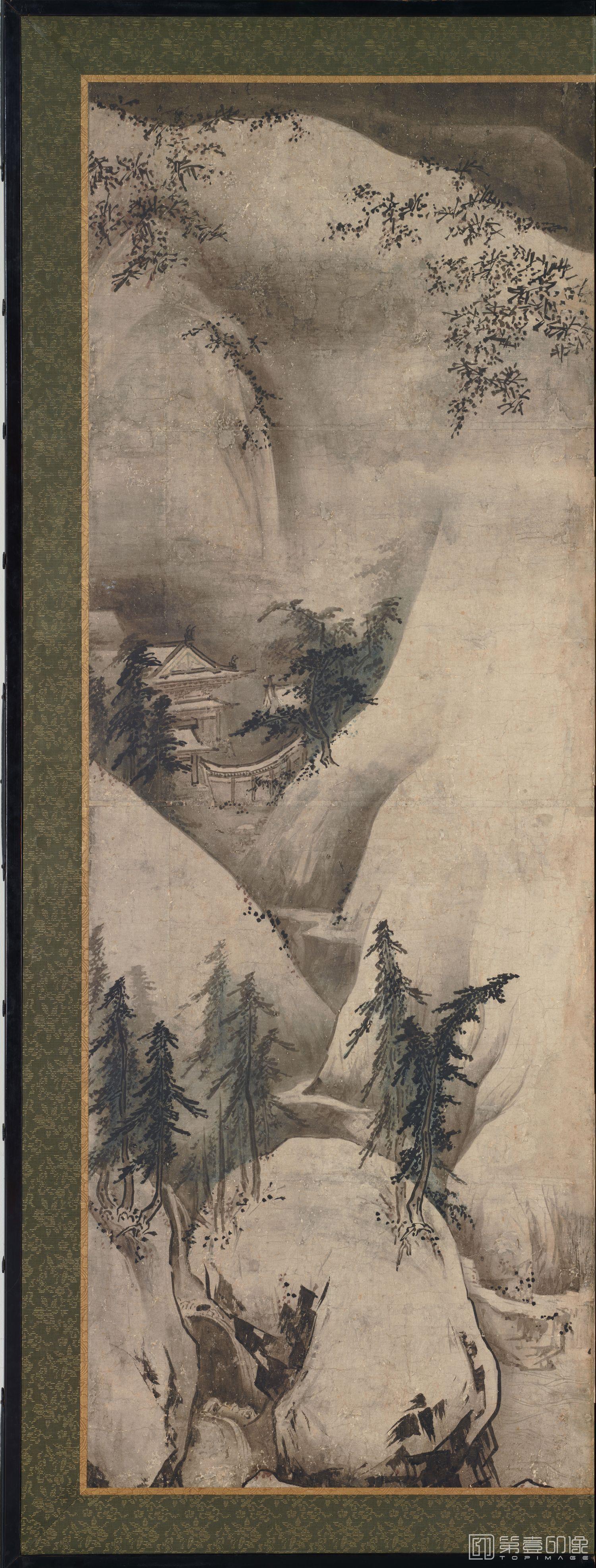 手绘-四季山水图屏风第二屏-6 150.4×355.4 东京