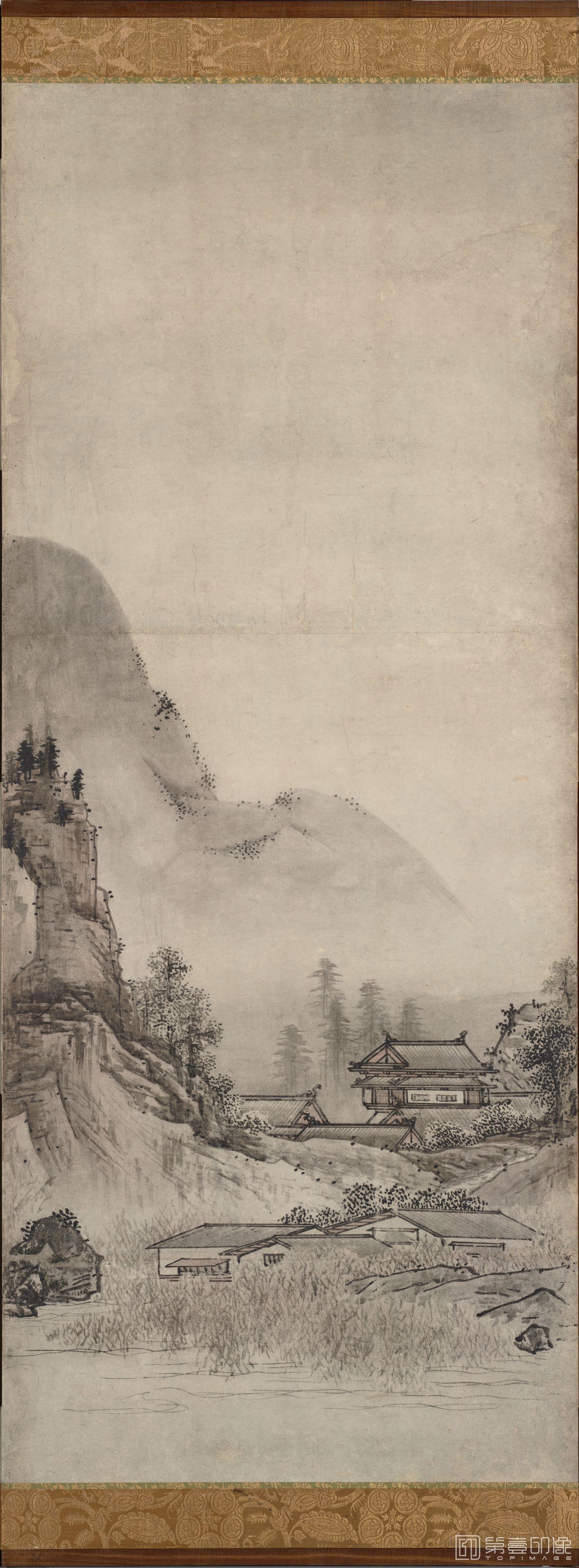 手绘-云谷等颜 安土桃山 山水图屏风-第二屏-3 151.1x359.0cm 东京