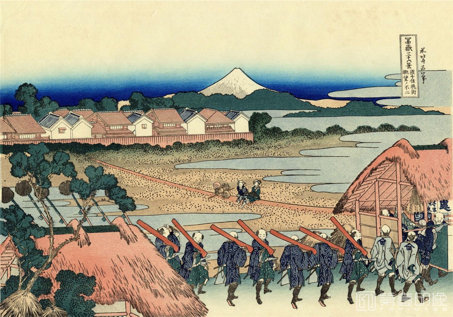 水粉画-葛饰北斋 富岳三十六景.追加10景.共46景.葛饰北斋画-38