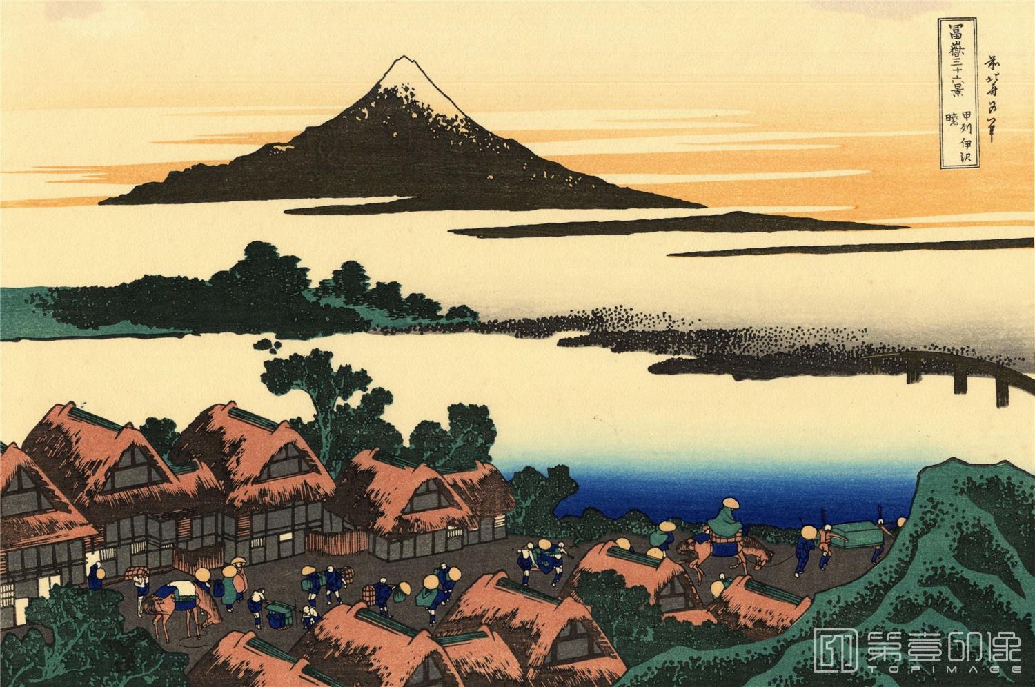 水粉画-葛饰北斋 富岳三十六景.追加10景.共46景.葛饰北斋画-41