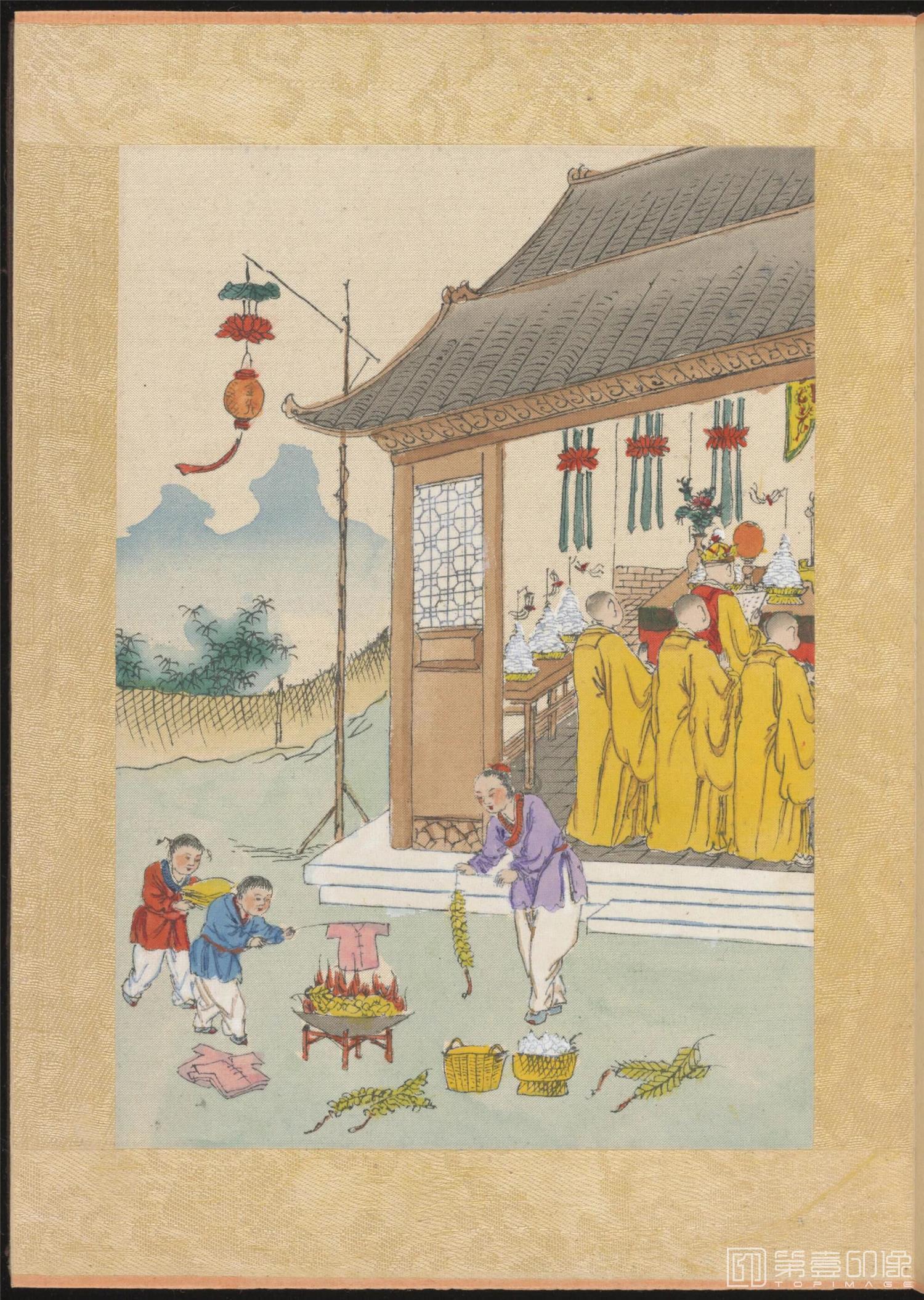 水粉画-年节习俗考全图.Long established customs at Chinese festivals.10帧.中英文版-014
