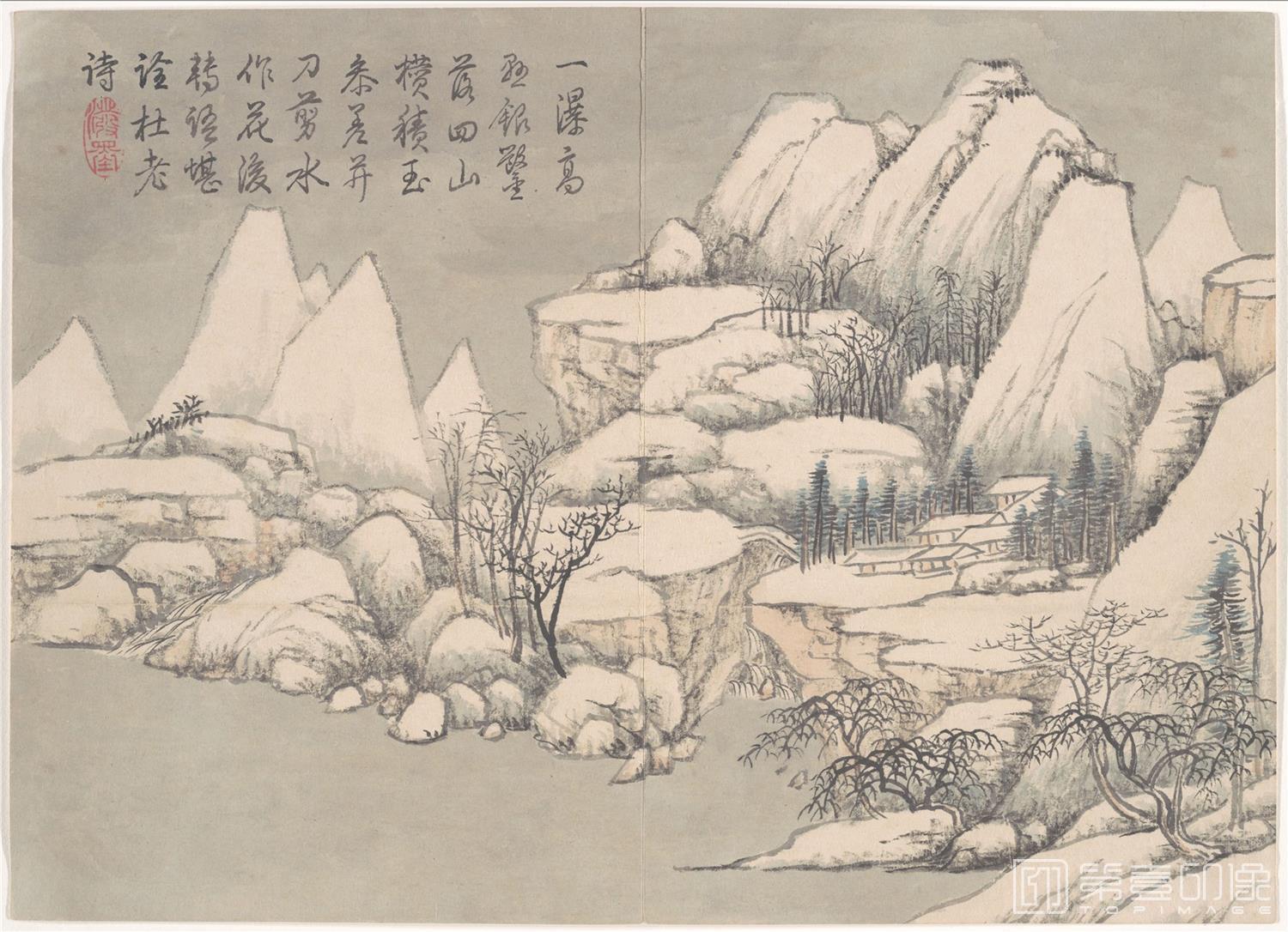 国画-景敷四气冬景图册-12 36x26