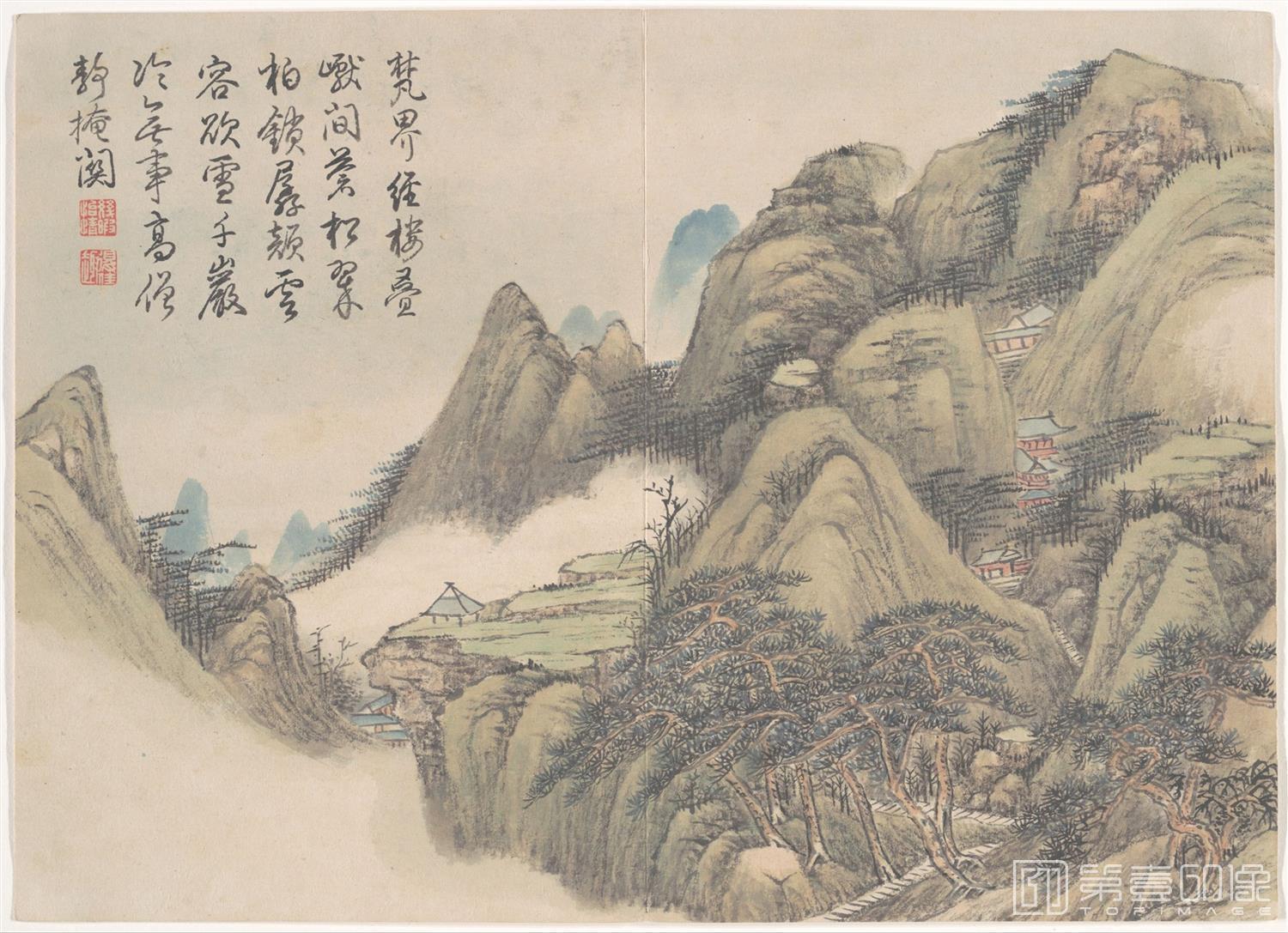 国画-景敷四气冬景图册-8 36x26
