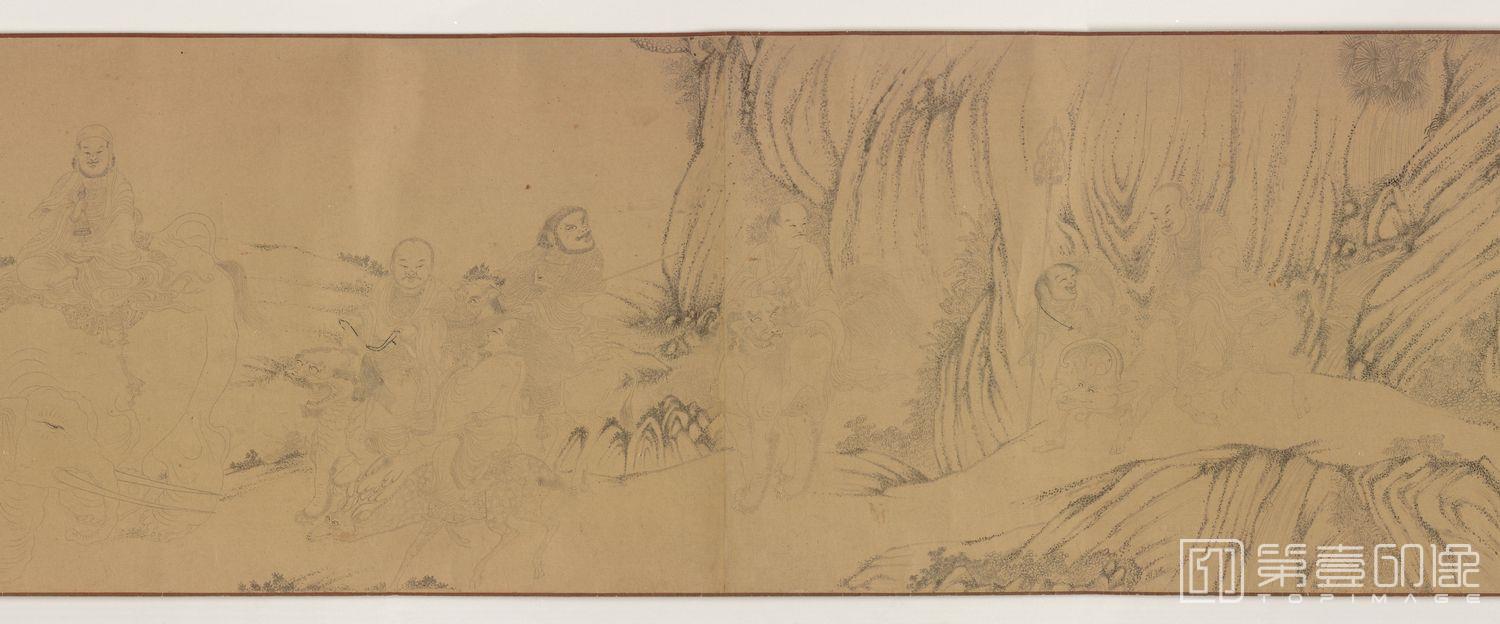 手绘-白描十六罗汉渡海图全卷-3 43.3x655.7