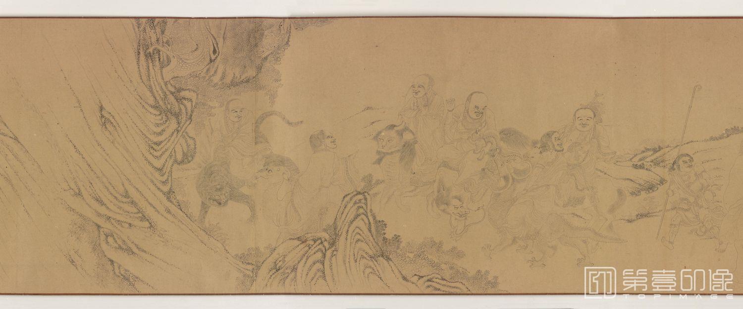 手绘-白描十六罗汉渡海图全卷-4 43.3x655.7