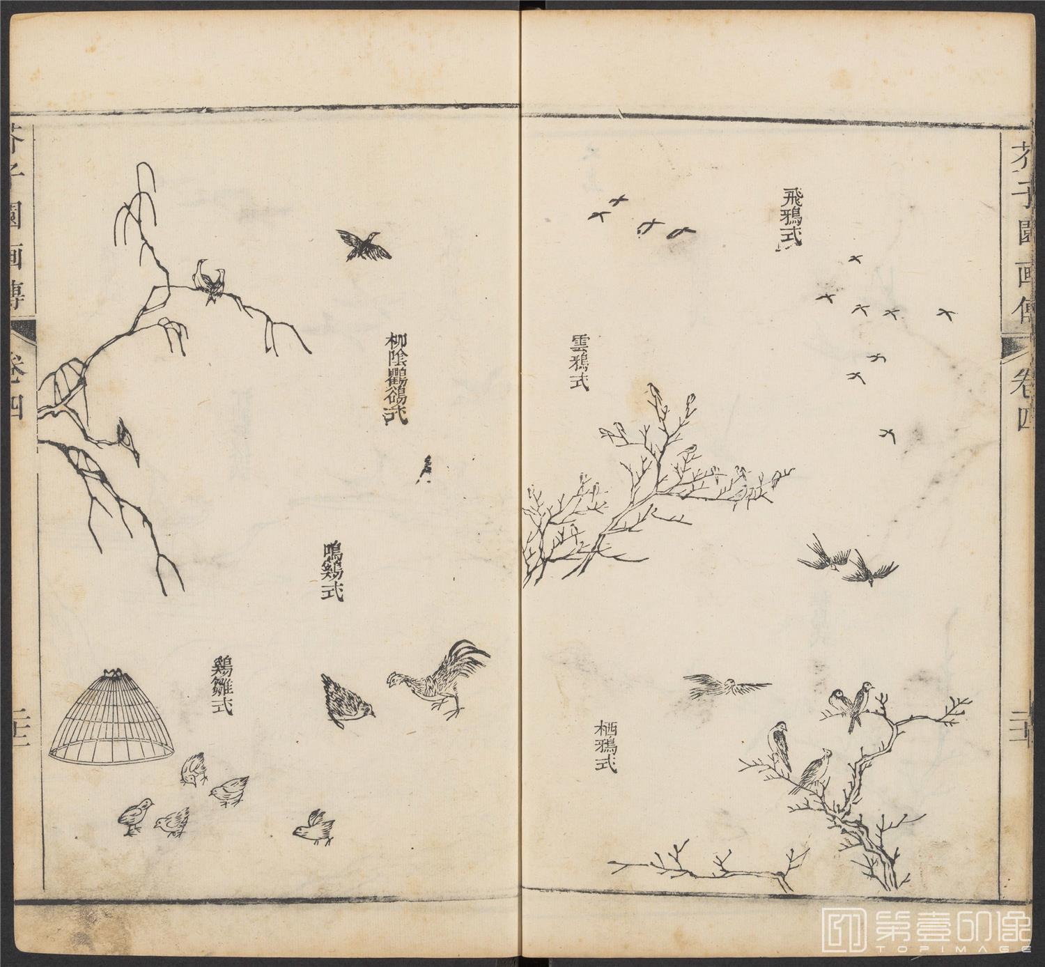 手绘-芥子园画传.初集.五卷.清康熙时期芥子园刊五色套印本-163 手绘-芥子园画传.初集.五卷.清康熙时期芥子园刊五色套印本-163