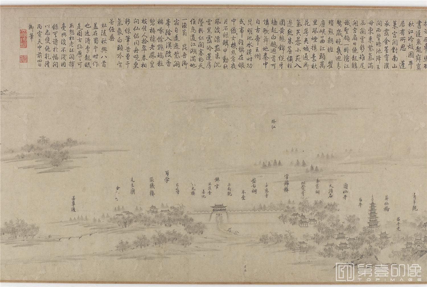 手绘-蜀川胜概图