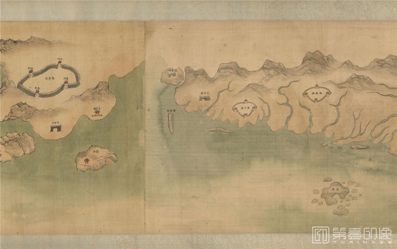 水彩画-闽省盐场全图卷本绢-ct003410-2 水彩画-闽省盐场全图卷本绢-ct003410-2