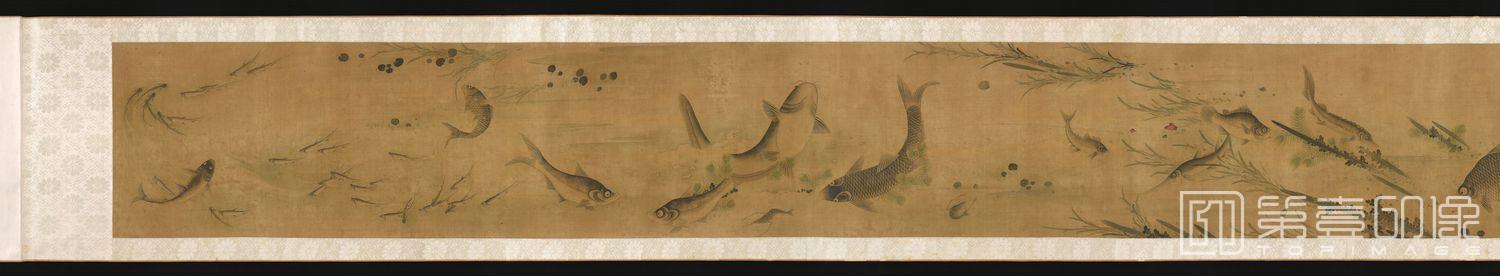 国画-葛饰北斋 鱼乐图卷-画心2 39.9x713.1