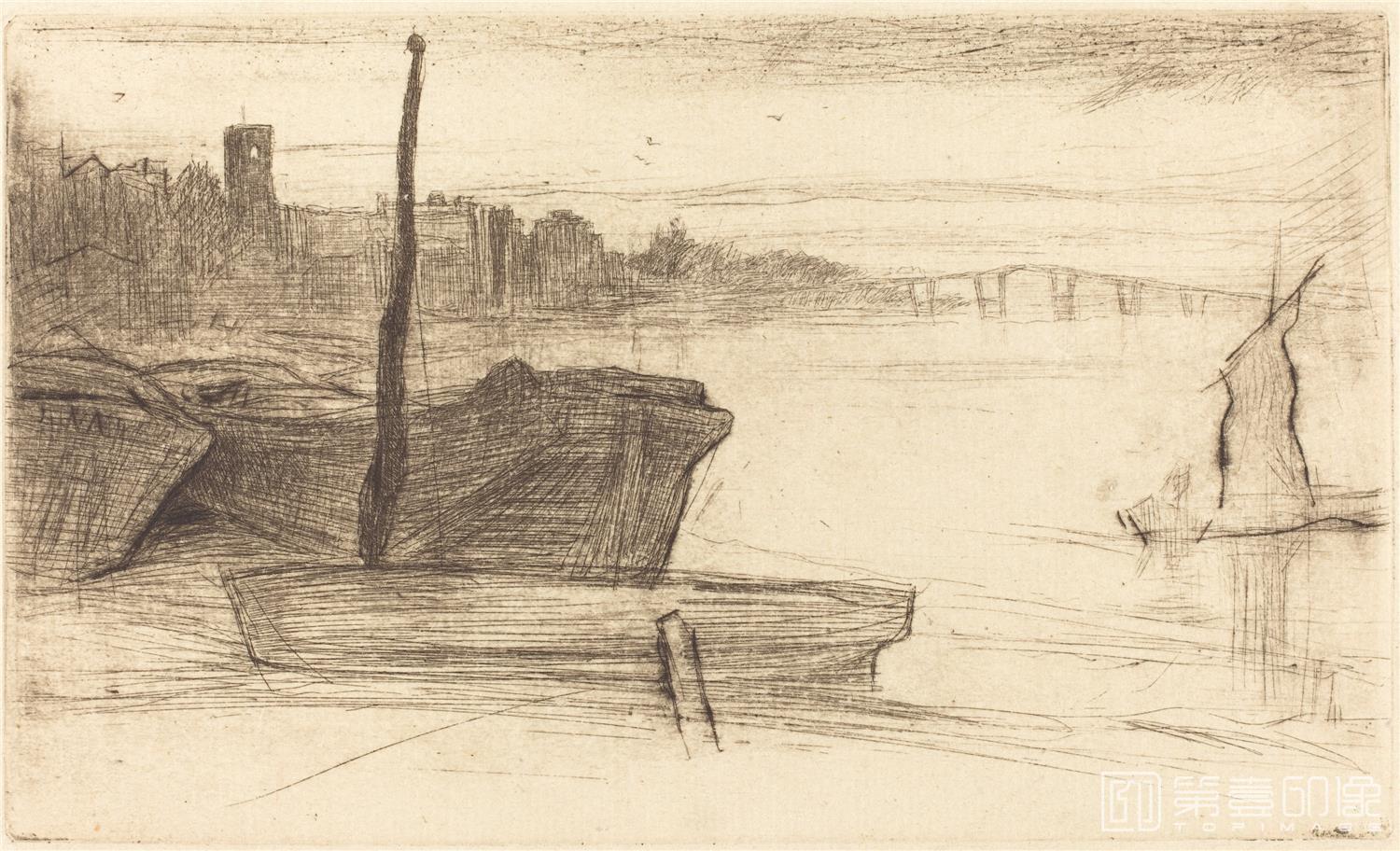 素描-惠斯勒 James Abbott McNeill Whistler素描作品集-097