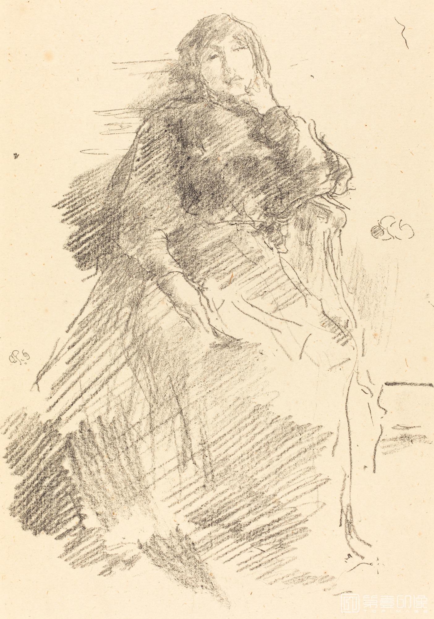 速写-惠斯勒 James Abbott McNeill Whistler素描作品集-348