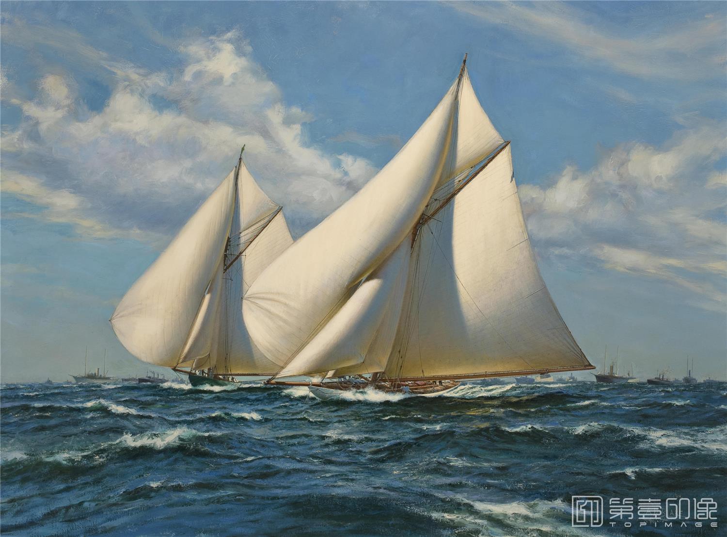 油画-19世纪航海主题高清图-040