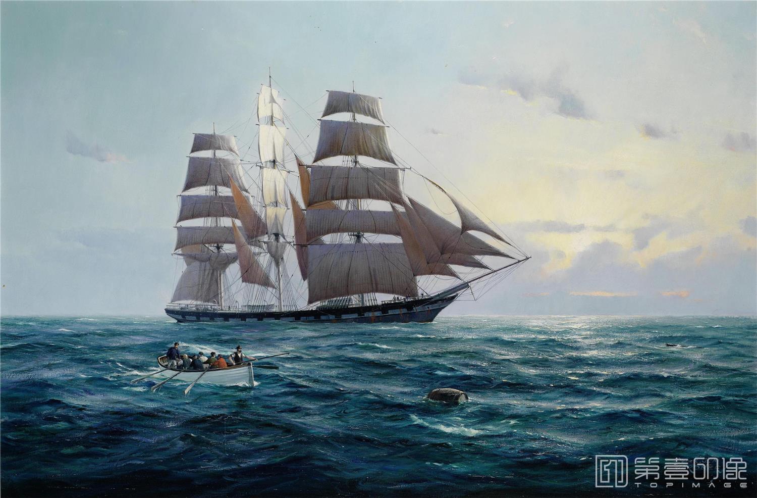 油画-19世纪航海主题高清图-047