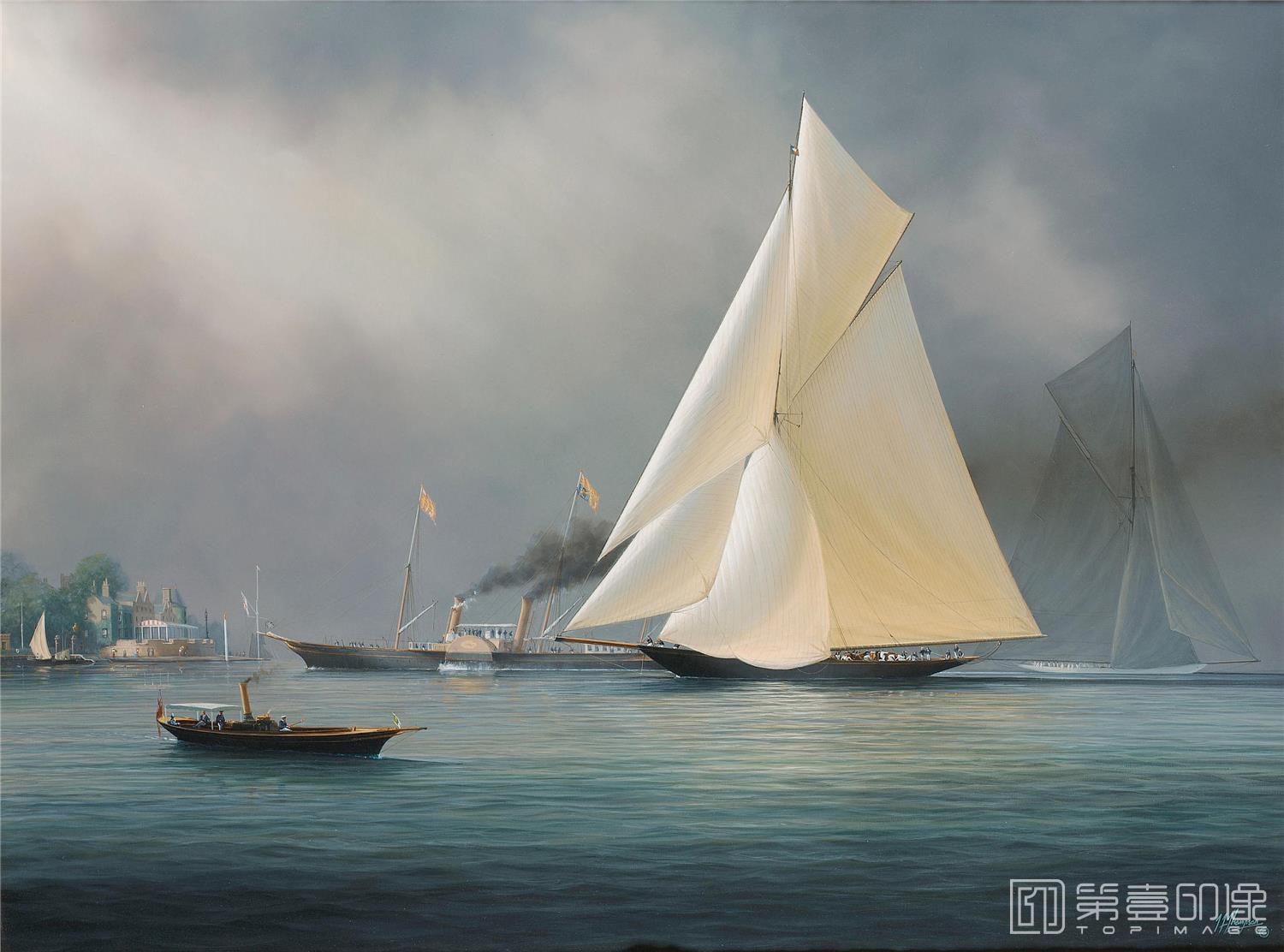 油画-19世纪航海主题高清图-096