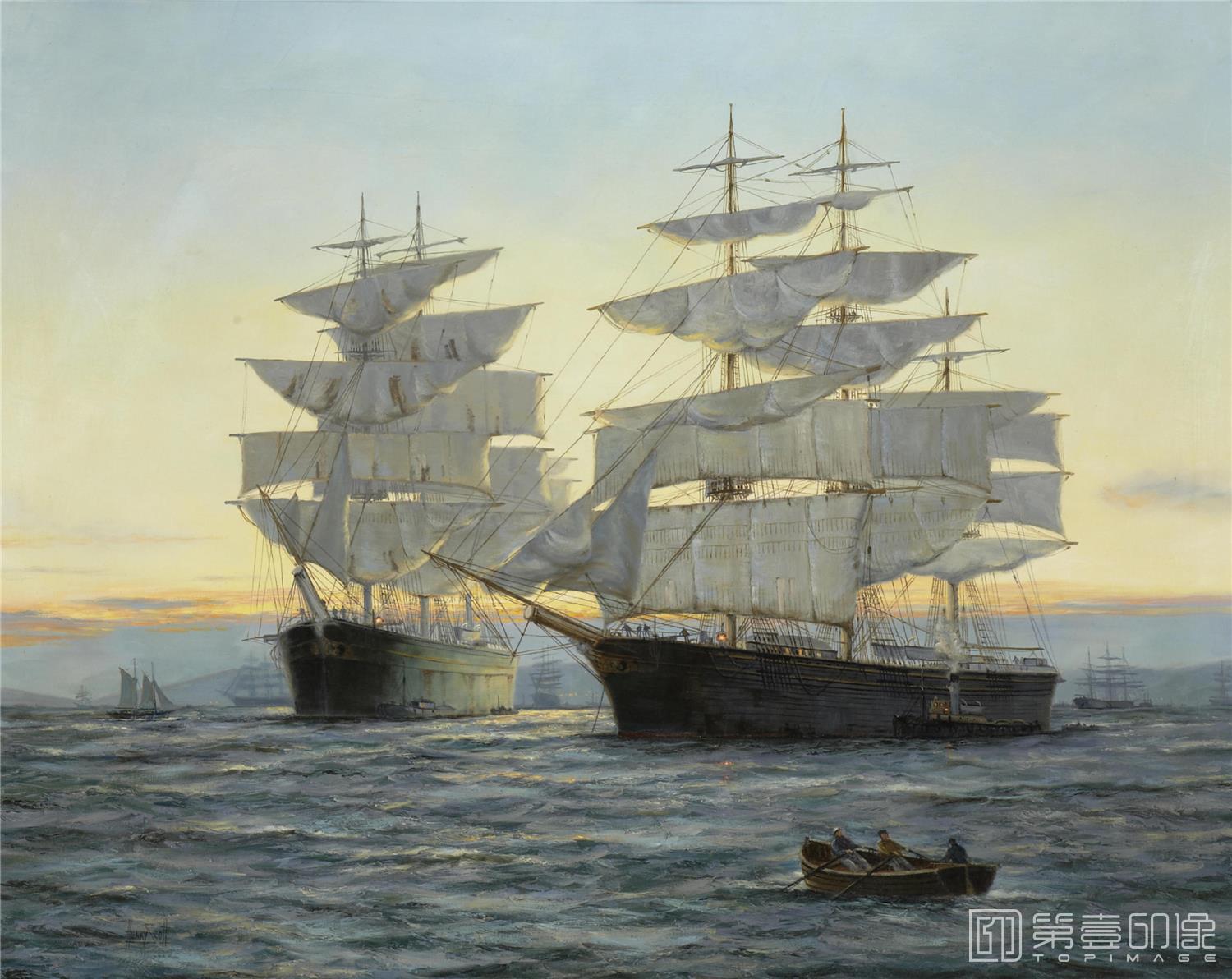 油画-19世纪航海主题高清图-206