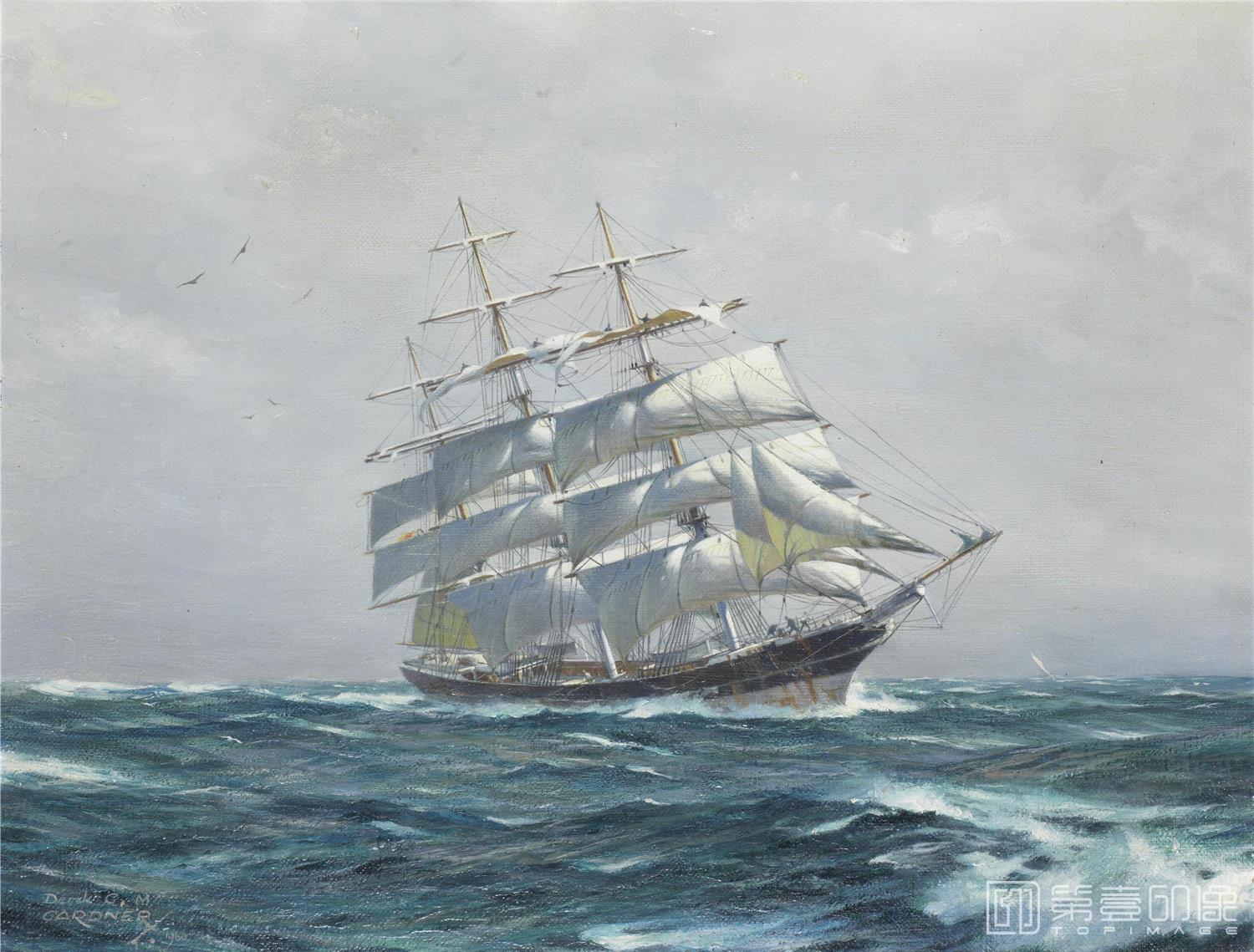 油画-19世纪航海主题高清图-231