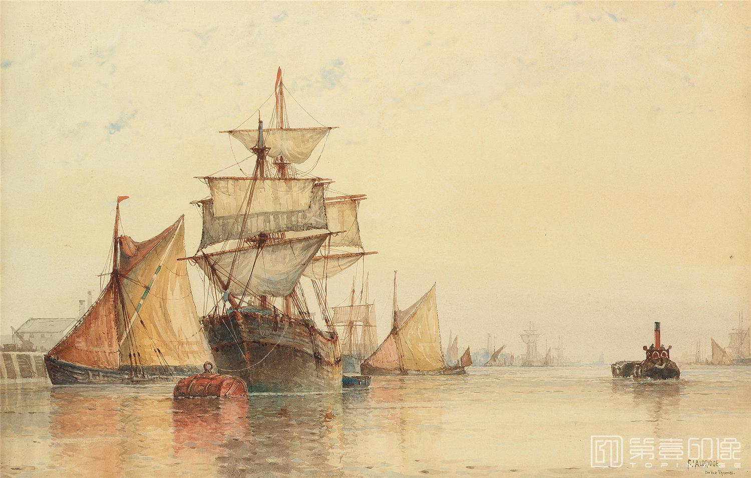油画-19世纪航海主题高清图-308