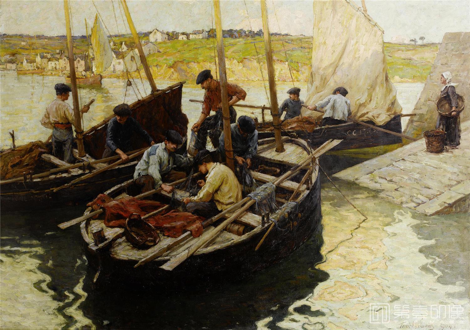 油画-19世纪航海主题高清图-407