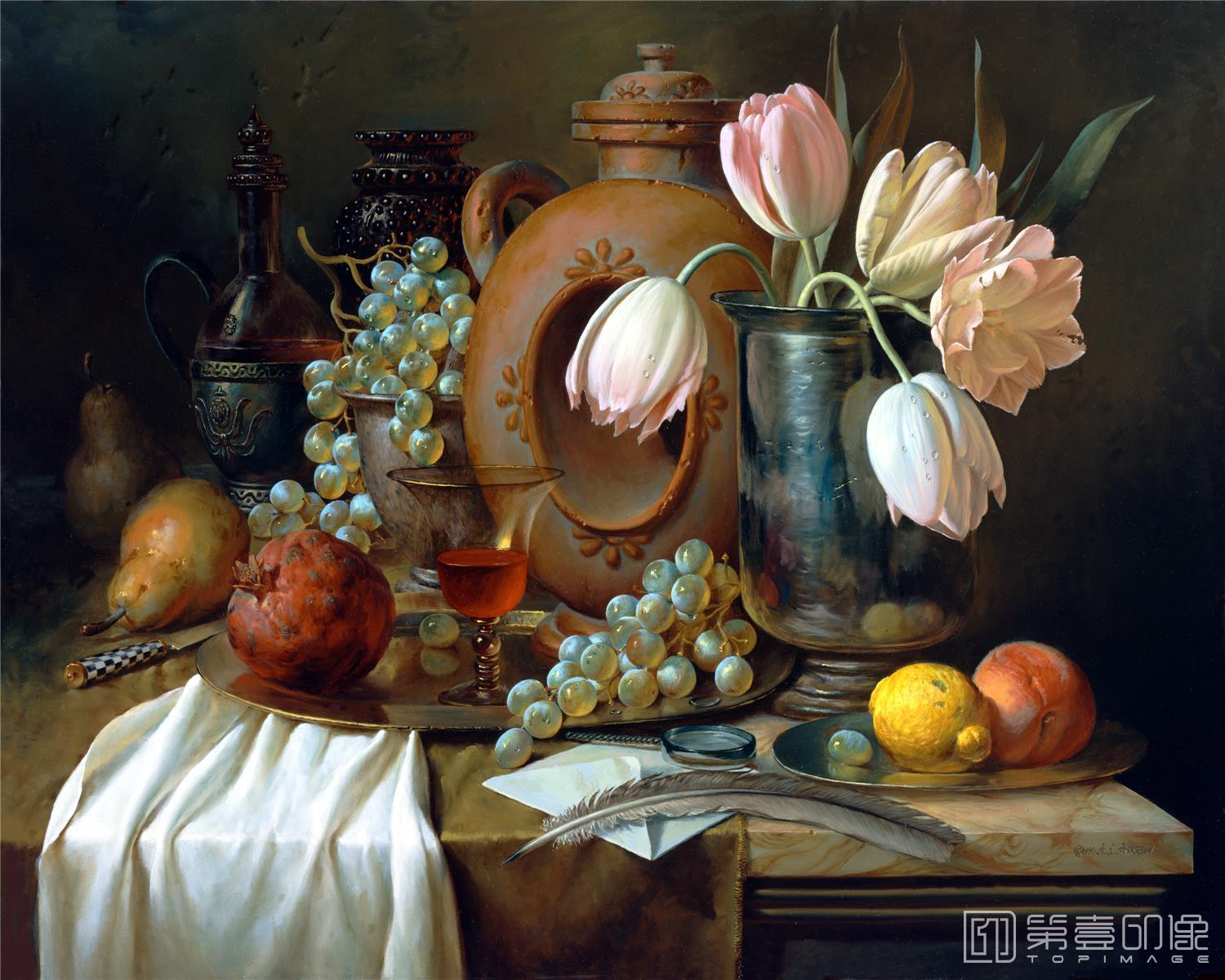 油画-花之王者-古典花卉油画集-109