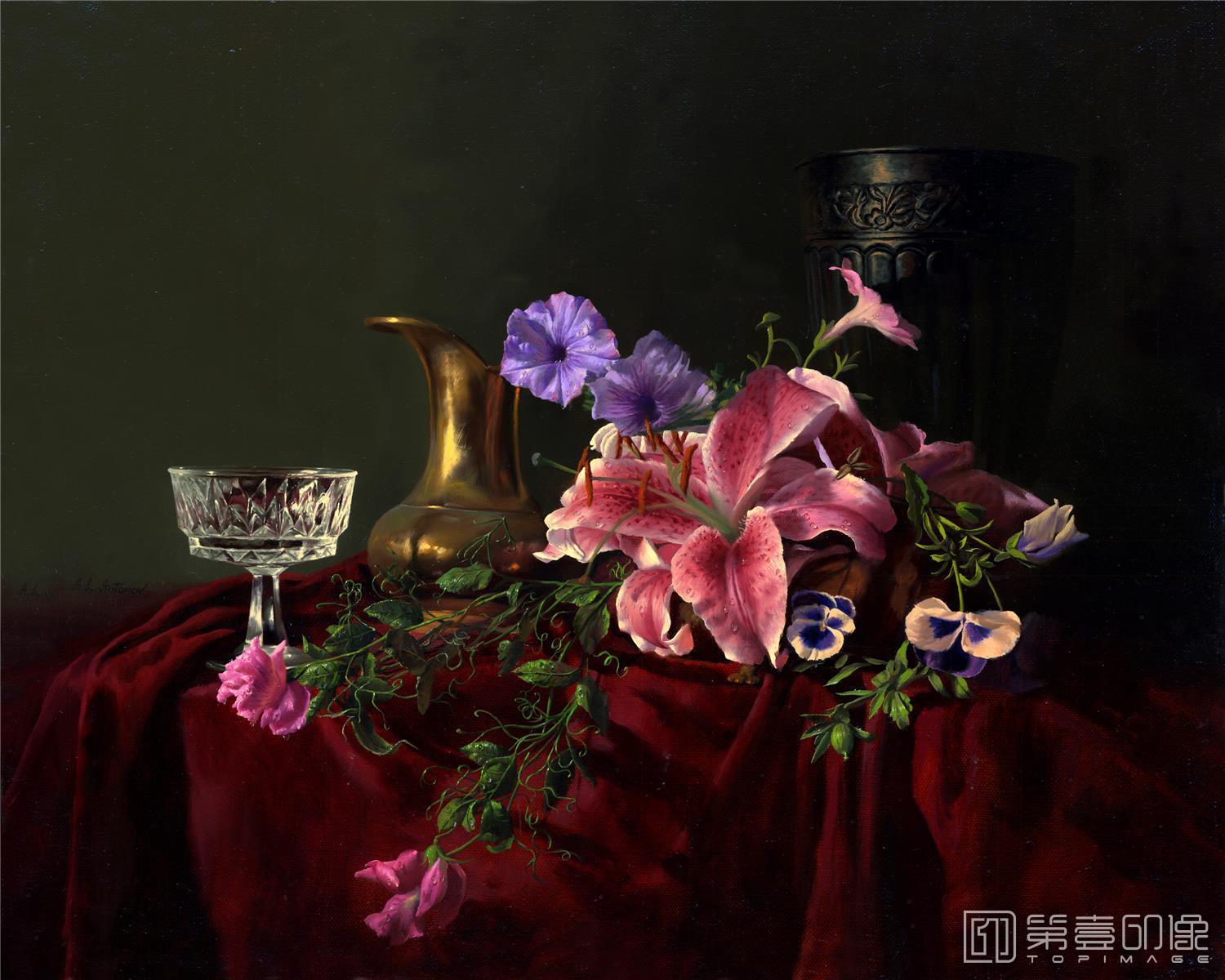 油画-花之王者-古典花卉油画集-112