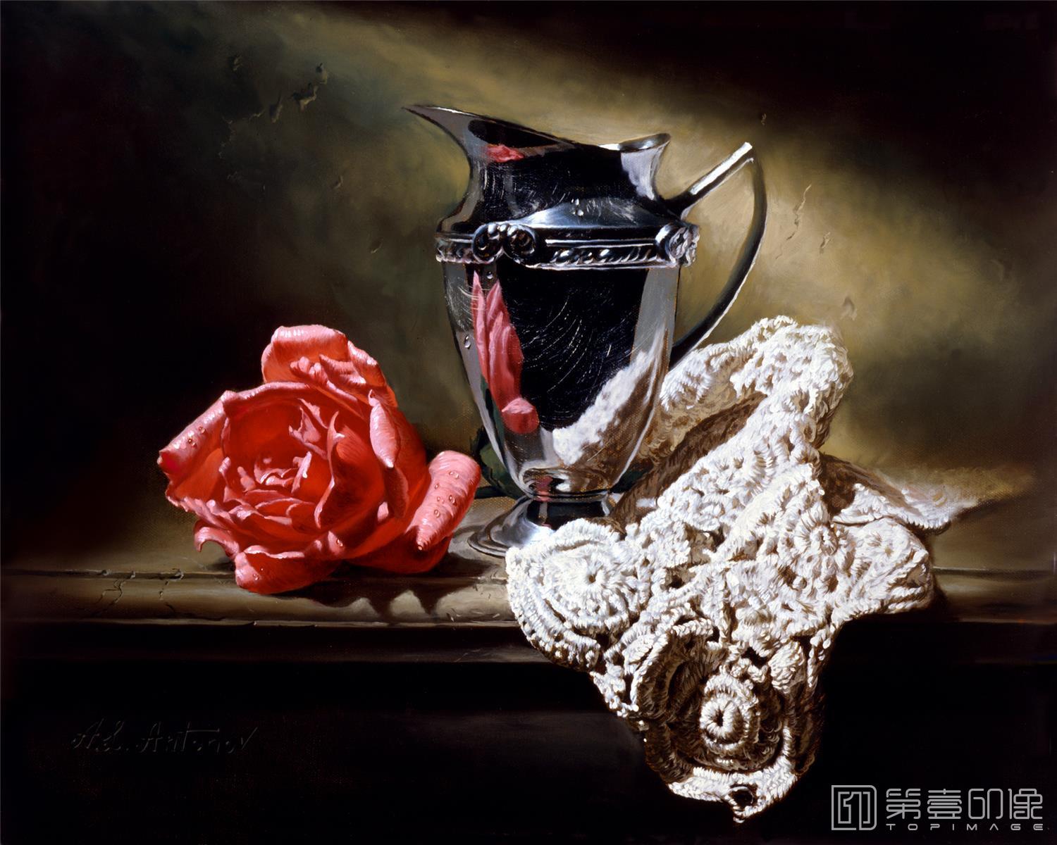 油画-花之王者-古典花卉油画集-346