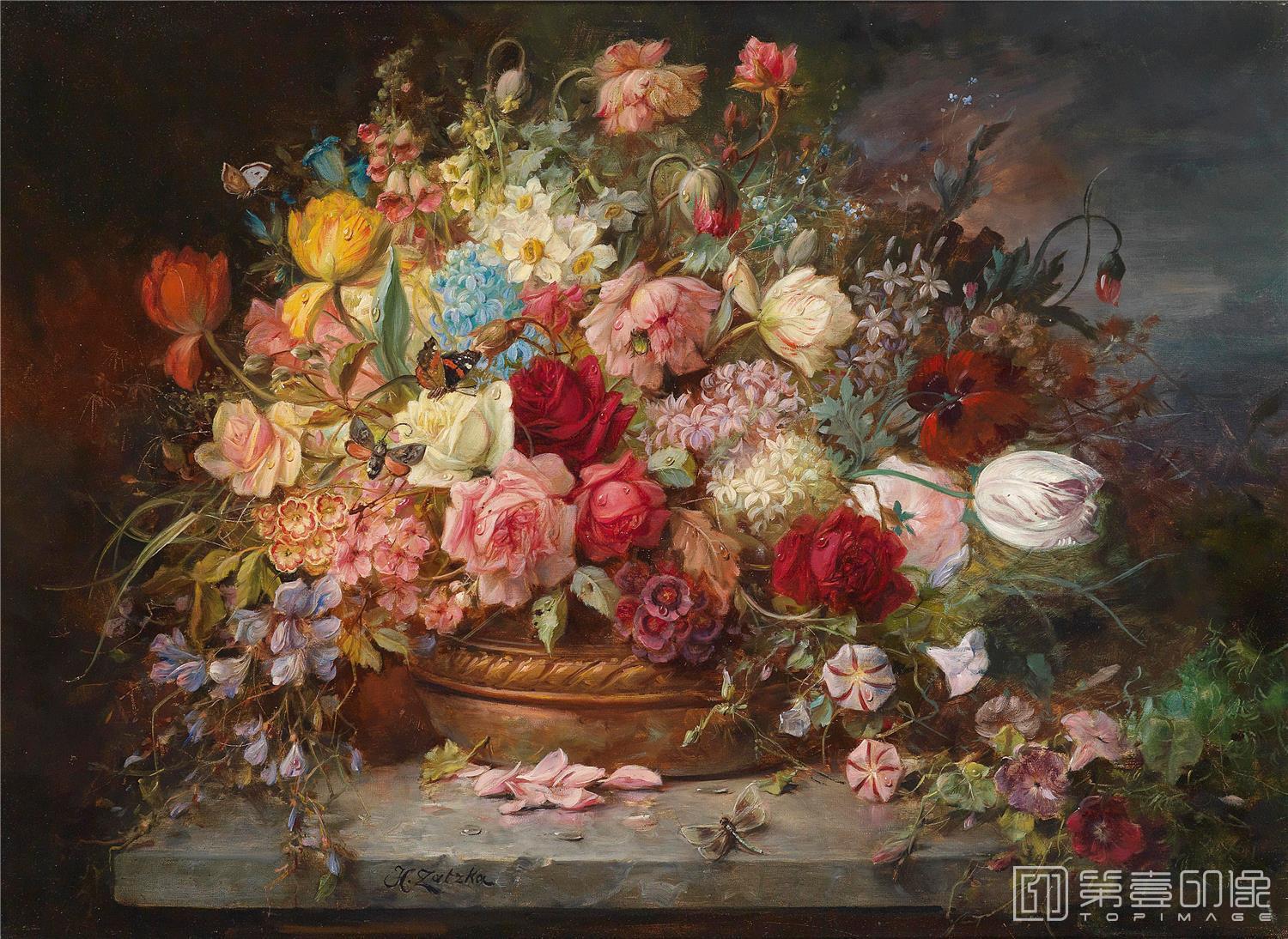 油画-花之王者-古典花卉油画集-638