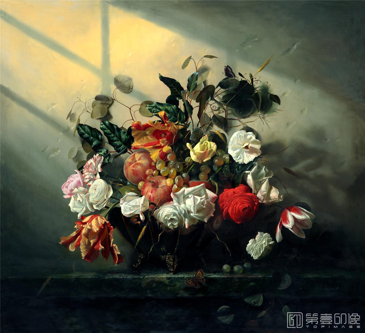 油画-花之王者-古典花卉油画集-737
