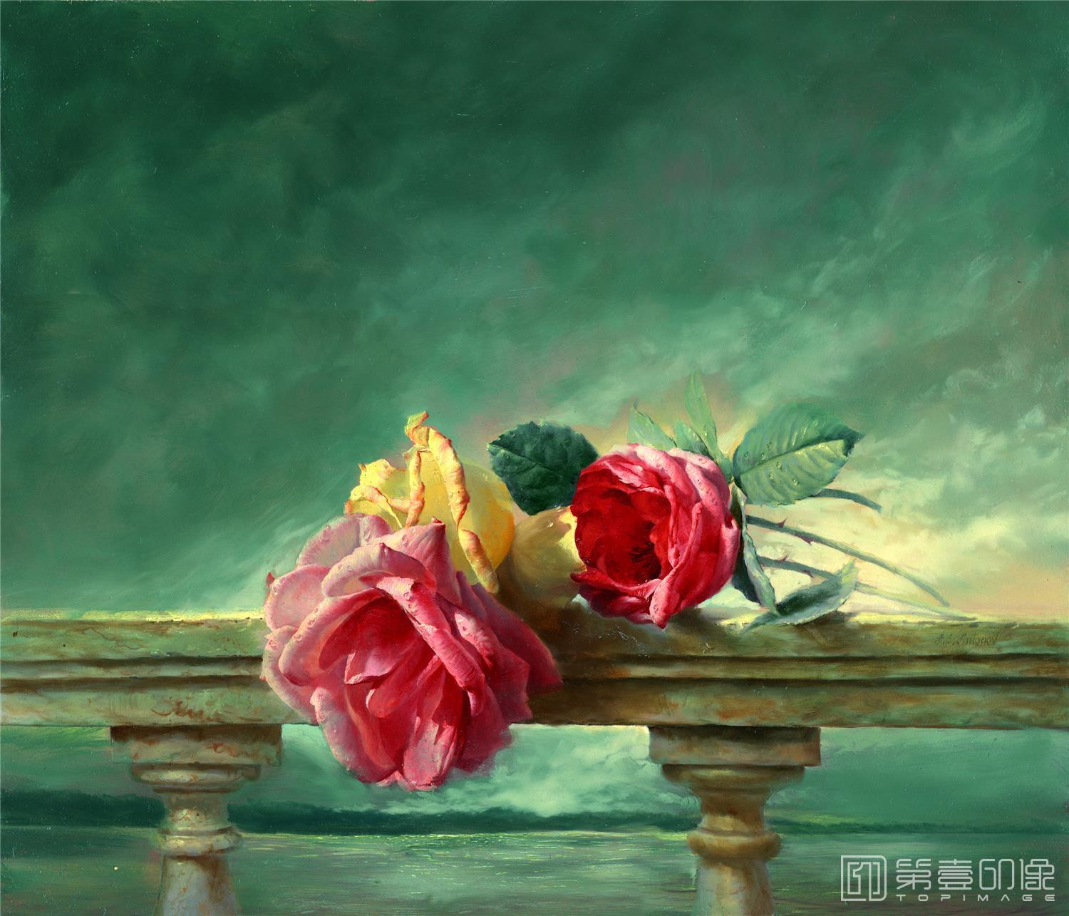 油画-花之王者-古典花卉油画集-749