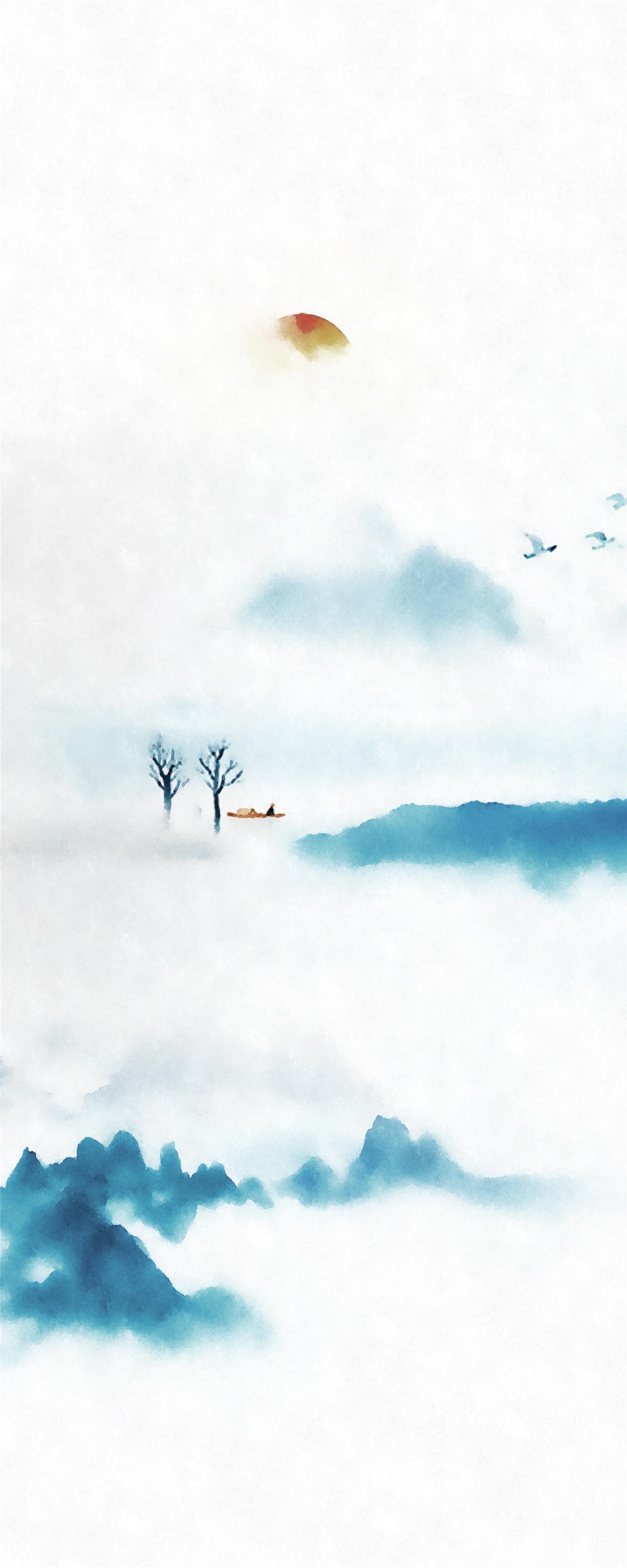 水彩画-山川图-01