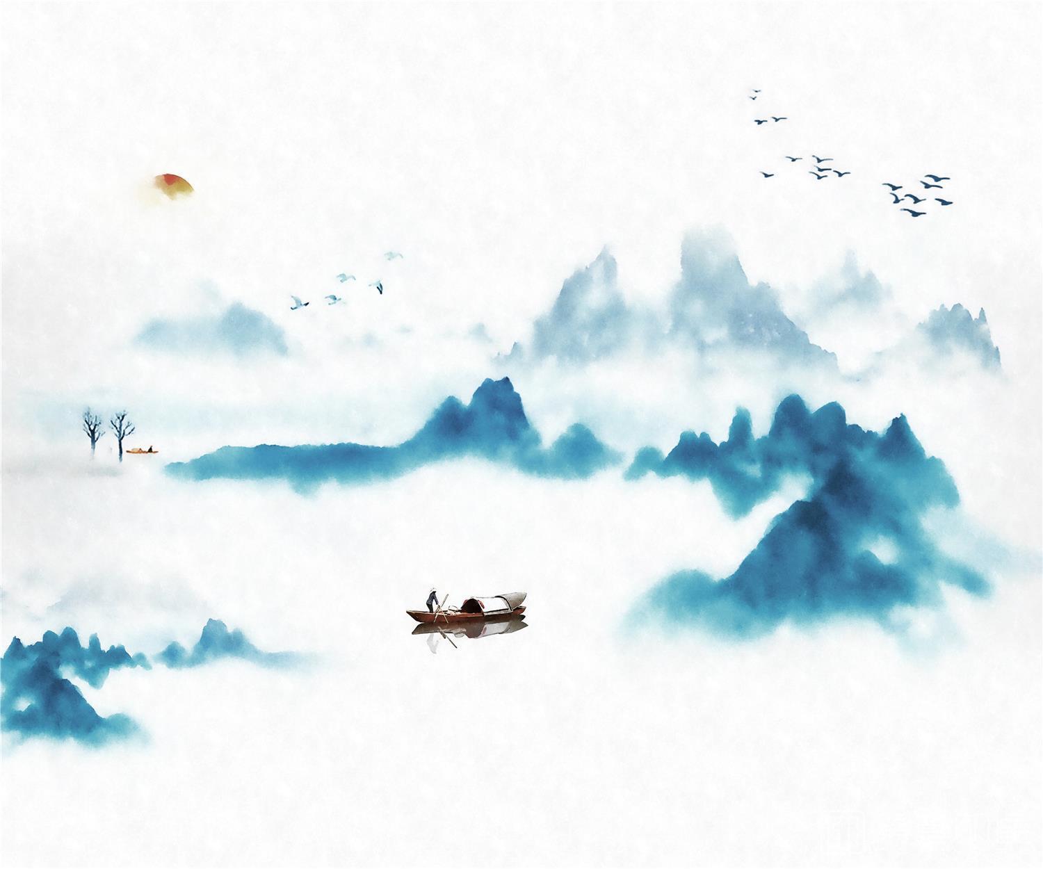 水彩画-山川图-04