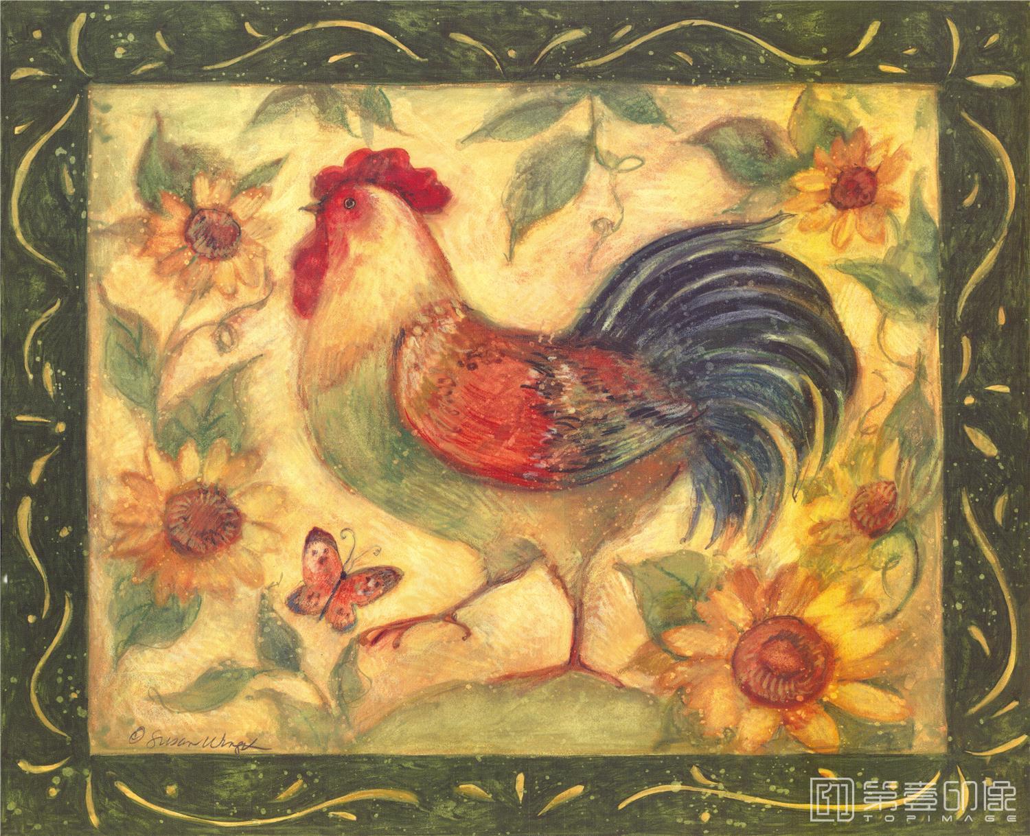 水彩画-精品装饰画高清图集-公鸡谱8-081