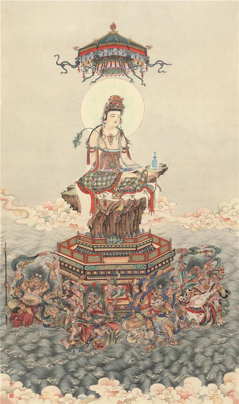 佛画清金廷标罗汉图立轴纸本13861