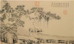 中国美術『 唐寅  唐伯虎  山水 』 中国明代山水画家 a03# 中国美術『 唐寅 唐伯虎 山水 』 中国明代山水画家 手巻 a02