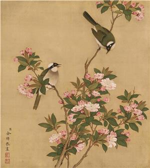 絹本花鳥 花鸟画十二开绢本-009-余稚-国画作品-第壹印像