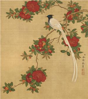 絹本花鳥 花鸟画十二开绢本-009-余稚-国画作品-第壹印像