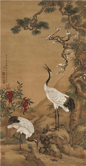 松鹤延年图-97.2x201.8-童垲-国画作品-第壹印像