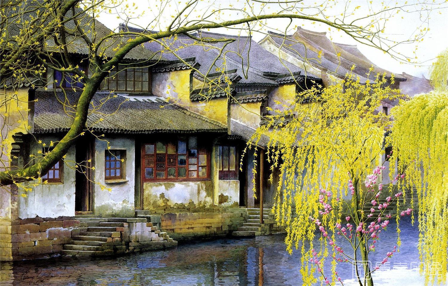 油画-中国江南水乡油画-0011